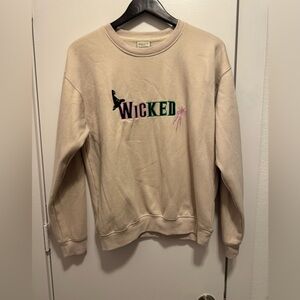 Wicked Adult Medium Cream Custom Sweatshirt with Glinda/Elphaba Symbols NWOT